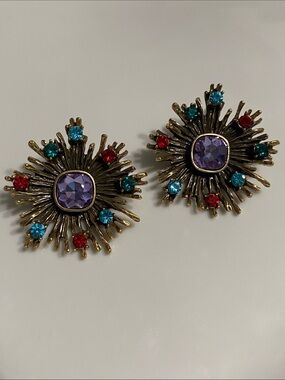 Multi-Color StarBurst Crystal Earrings